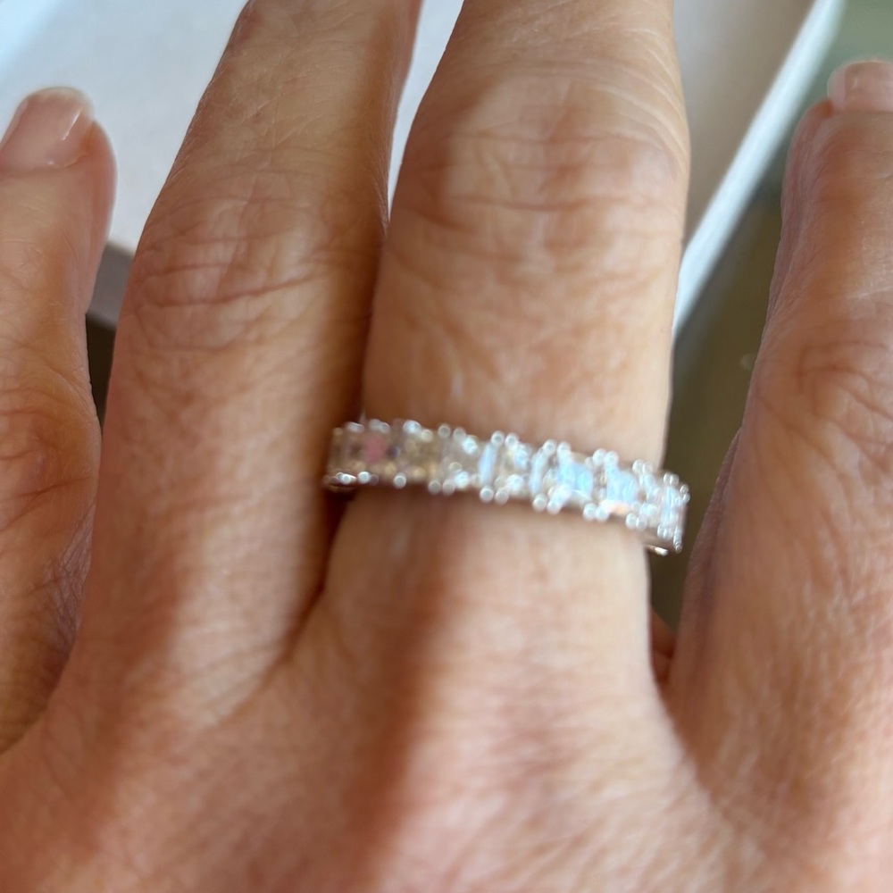 3.63 Ctw Moissanite Princess Cut Full Eternity Band Size 9 - Picture 4 of 10